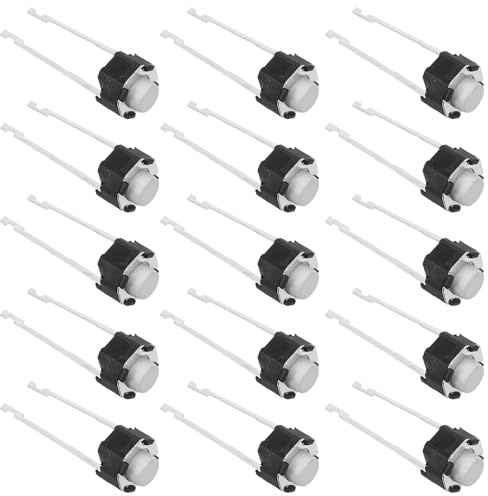 Kichvoe Interrupteurs Tactiles Micro à Bouton-poussoir Rond Plastique et Cuivre Montage en Surface Lot de 20 2 Broches Installation Facile et Déclenchement Précis, pour Plaque D'essai