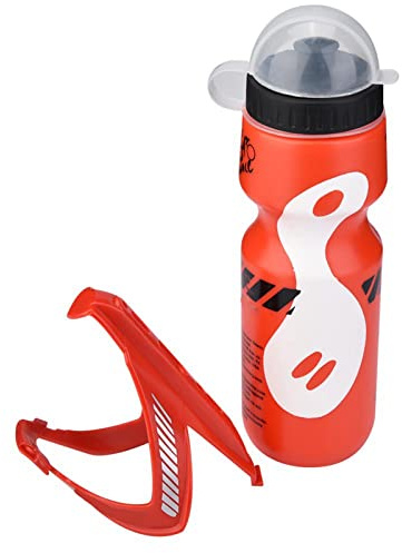 Tissting Bidon Cyclisme 650ml avec Support, Gourde Sport Antifuite Porte Bidon pour Vélo de Montagne et Route (Rouge)