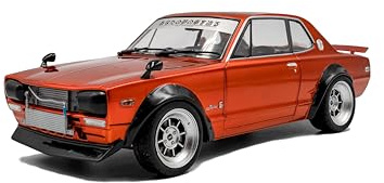 Solido Nissan Skyline C10 Hakosuka Works 1970 - Diecast Modellauto, klassischer JDM Sportwagen mit Widebody Design, detailgetreue Karosserie und Racing Felgen, orange metallic, 1:18
