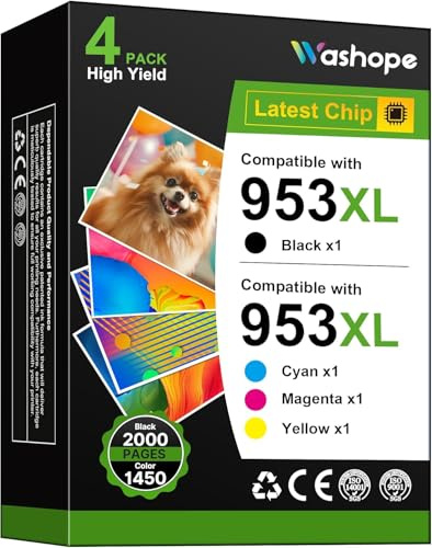 953XL 953 XL Druckerpatronen Kompatibel für HP 953XL Multipack Patronen HP953 für HP Officejet Pro 7720 7740 8720 8710 8715 8210 8725 8730 8725 7730 8218 8719 8740 (Schwarz Cyan Magenta Gelb, 4 Pack)