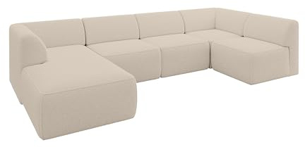 ALTDECOR Ecksofa in U-Form Corner Sofa Bett Eckcouch Couch L-Form Wohnlandschaft Cauchsofa MOVO 345x180x78 Dukelbeige