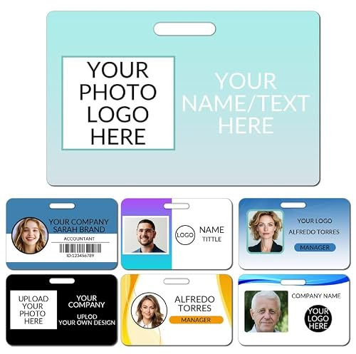 Personalisierter Dienstausweis mit Lanyard | Doppelseitig bedrucktes Namensschild – Robuste Arbeits-ID Karte für Büro, Krankenhaus, Pflege, Schule – Mit Foto, Name & Logo