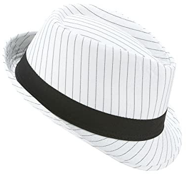 DEGUISE TOI - Chapeau Borsalino Blanc à Rayures Noires - Chapeau - Taille Unique - Blanc - Accessoires pour déguisement - - - Carnaval