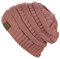 C.C Modische warme weiche dehnbarer lose Strick Beanie Mütze HAT20A, Mauve
