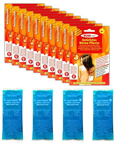 HAC24 Set 4x Kalt/Warm Gel Kompresse & 10x Wärmepflaster Kühlbeutel Schmerzpflaster