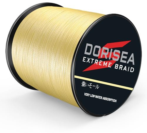 DORISEA Extreme Braid geflochtene Angelschnur, 100 % PE, 300 m, 2,7–136 kg getestet, Gelb, 45,4 kg/0,55 mm
