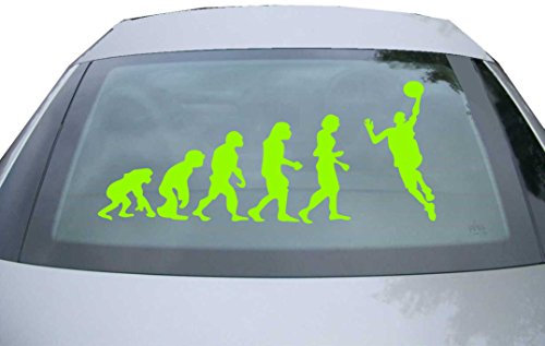 Indigos UG Auto Aufkleber Evolution des Handballers neongrün - 600x252 mm - selbstklebender Sticker für Auto, Fenster, Bus oder LKW - Tuning
