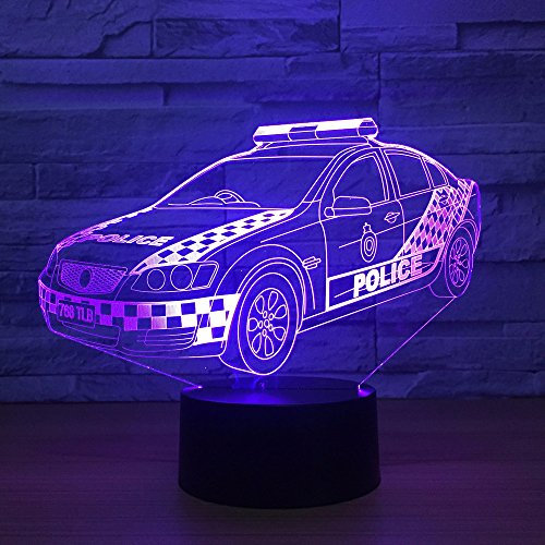Jinson well 3D polizei auto lkw Nachtlicht Lampe optische Nacht licht Illusion 7 Farbwechsel Touch Switch Tisch Schreibtisch Dekoration Lampen mit Acryl Flat ABS Base USB Spielzeug