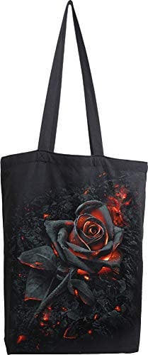Spiral Burnt Rose Unisex Stofftasche schwarz Baumwolle Geschenke, Gothic, Horror, Rockwear