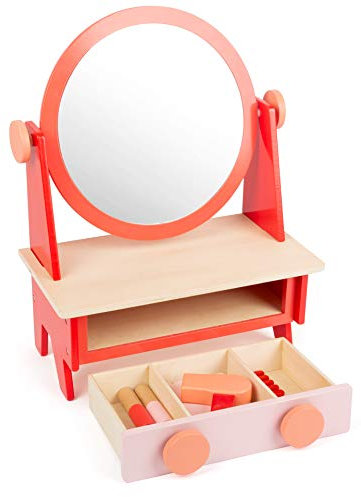 small foot Frisier- und Schminktisch aus Holz, im Retro- Design mit Spiegel und Zubehör, ab 3 Jahren, 11409