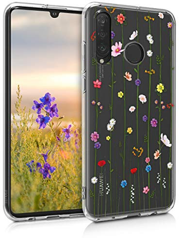 kwmobile Custodia Compatibile con Huawei P30 Lite - Cover Silicone TPU - Protezione Back Case - Esplosione Primaverile multicolore/trasparente