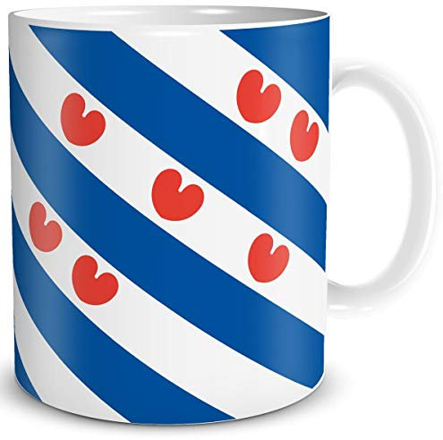 TRIOSK Tasse Flagge Friesland Länder Flaggen Geschenk Niederlande Souvenir Fryslan für Reiselustige Frauen Männer Arbeit Büro Weltenbummler
