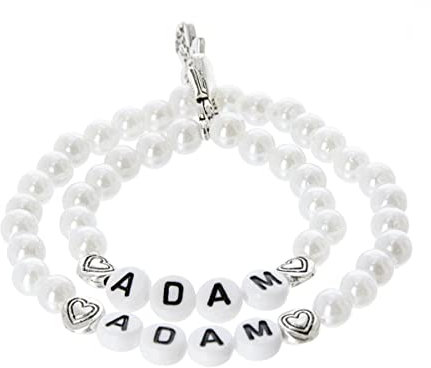Jessis Geschenkeschmiede Geburts- Tauf- Namen- Baby- Kinder- und Mama-Armband-Set mit Schutzengel u. Ihrem Namen personalisiert, Farbe:weiss
