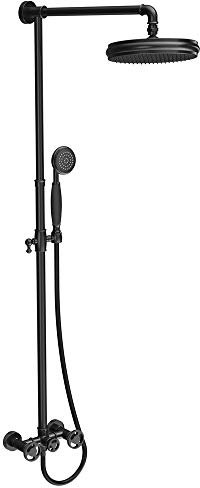 WRISCG Duschset Duscharmatur Duschsystem Vintage industrieller Stil, mit Regendusche und Duschkopf Handbrause, Steampunk Design Badezimmer Kupfer Dusche, inkl. 150cm Brauseschlauch