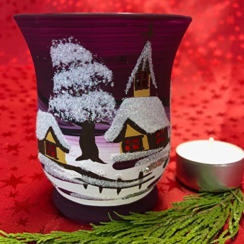 Generisch Windlicht Hurricane Medium Leuchtglas Teelichthalter Glas Handarbeit Lauscha, : Brombeere