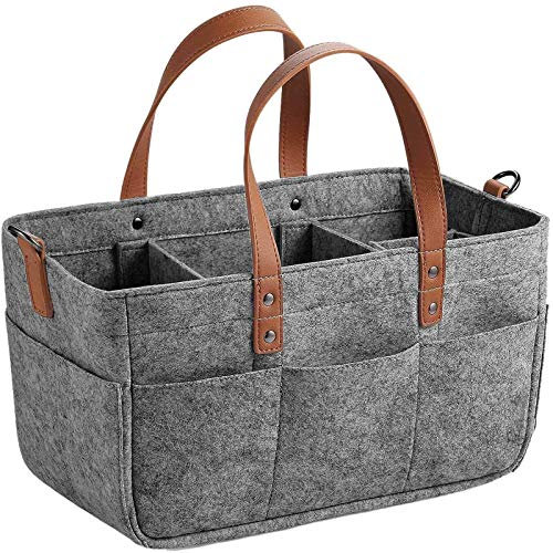 handyct Baby Windel Caddy Filztasche, Tragbarer Wickeltisch Organizer Multifunktionale Wickeltasche, Filzkorb Aufbewahrungsbox mit wechselbaren Fächer für Kinderzimmer, Auto und Reise, (A)