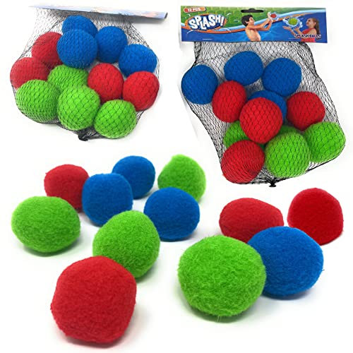 Wasserbomben Bälle Set Splash - Wiederverwendbare Wasserballons XXL Bomben | Ball für Kinder ein Spiel für Wasserspaß | Schwamm Ball Plüschbälle Wasser Waterbomb (24 Stk.)