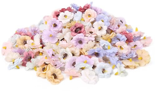Zasvec Künstliche Blumenköpfe 100 Stück Künstliche Blumen 3cm Kunstblumen Köpfe Seidenblumen Künstliche Blumen Deko Mini Kunstblumen Multicolor für DIY Basteln Handwerk Home Deko