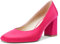 NobleOnly Femme Escarpins Bout Carré Doublure en Cuir Bloc Talons 7.5CM High Heels Pumps Rose Satin Chaussures EU 40.5