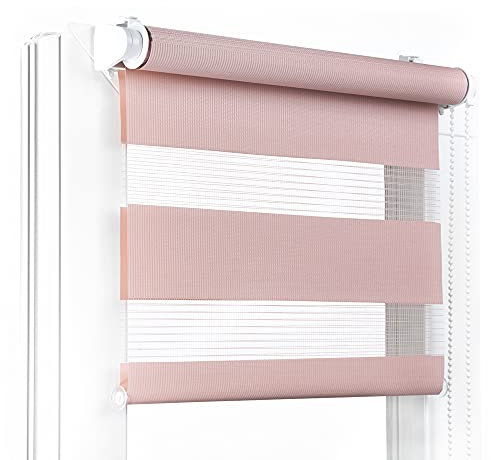 Fenster DEKOR - Rollos für Fenster Bleich-Rosa - Klemmfix Rollo ohne Bohren 150 x 105 cm - Doppelrollo mit einer breiten Auswahl an Größen und Farben - Blickdichte Rollos, einfach zu montieren