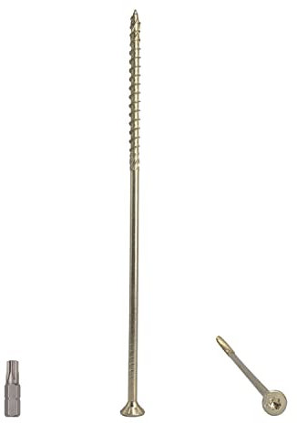 Confezione da 60 viti universali per legno, in acciaio zincato giallo, 6.0 x 200 mm, testa Torx, testa svasata, viti per truciolare (60, 6.0 x 200 mm)