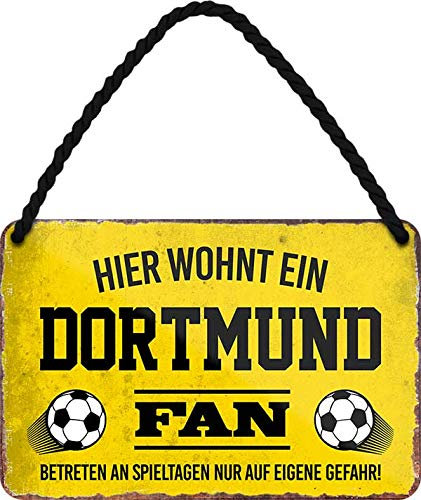 Blechschild ''Dortmund Fan'' 18x12cm Geschenk Lustige Sprüche Feier Vintage Retro Geburtstag Deko Party Überraschung Fan Fußball Mannschaft Verein Bolzen