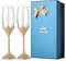 Jozen Gift Gold Champagne Flutes Set of 2 Crystal Glasses Metal Base with Crystal Stones, Set of 2 Toasting Flute Pair, Wedding Anniversary Party Birthday Banquets, Gifts for Bride and Groom 7oz