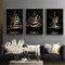GHJKL Islamisches Schwarz Goldener Arabische Kalligraphie Leinwand Malerei, Kalligrafie aus dunklem GoldAllah Islamische Zitate Leinwand Malerei Bilder Deko, kein Rahmen (40x60cm*3)…