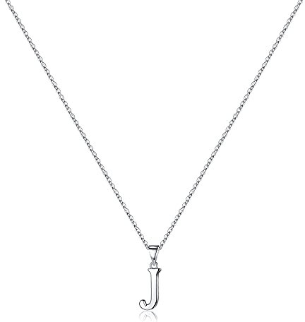 TINGN Kette Silber 925 Damen, Silberkette Frauen Silber Kette mit Buchstaben J Anhänger Ketten Mädchen Namenskette Halskette Damen Schmuck Mädchen Geburtstags Geschenk für Sie Frauen Freundin Mama