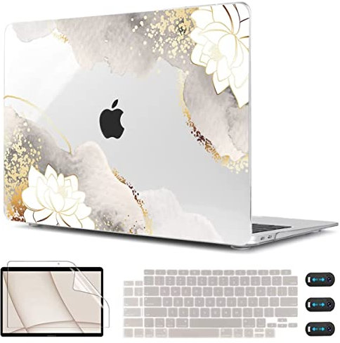 CISSOOK Kompatibel mit MacBook Air 13 Zoll Hülle 2021 2020 2019 2018 2022 Release Modell: M1 A2337 A2179 A1932, Floral Hard Shell Case Cover für MacBook Air 13 Zoll mit Retina Disc Play and Touch ID