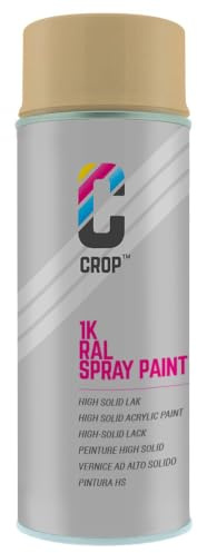 CROP Lackspray RAL 1001 Beige - Hohe Deckkraft, SCHNELLE TROCKNUNG, 100% inaltérable - Auto, Motorrad & Heimwerken - Hochglanz - 400 ml