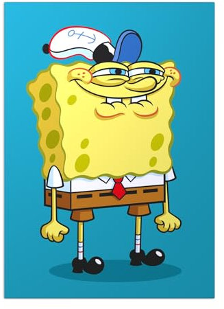 Displate Offiziell SpongeBob MetallPoster Magnetische Befestigung Inklusive Lizenziert Bilder Hochwertiges Poster SpongeBob Smile 45 cm x 32 cm