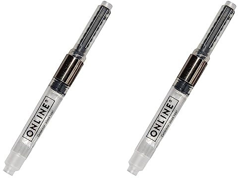 Online Schreibgerate ONLINE Standard Ink Converter │ Cartridge Converter Made of Synthetic Material │ fits Standard Fountain pens and Rollerball pens │ refillable,Black (Pack of 2)
