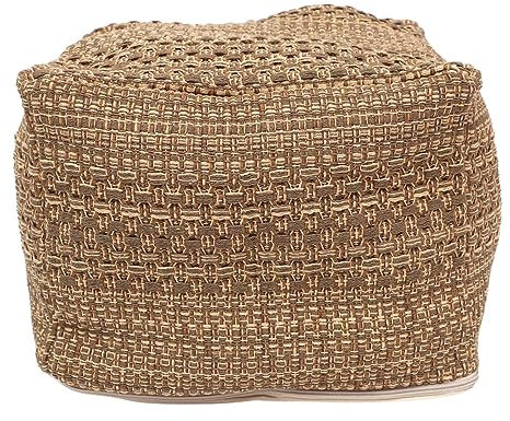 Pouf Bezug 43,2x43,2x33 cm quadratisch Ethno Pouf Ottoman Bezug Baumwollleinen abnehmbare Sitzsack Fußstütze große Kapazität Fußstütze für Couch für Schlafzimmer (Kern nicht im Lieferumfang enthalten)