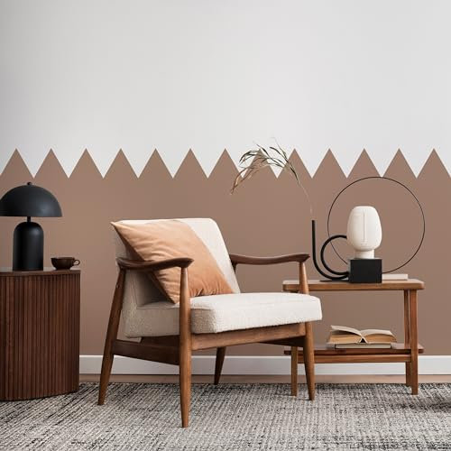 Muralo - Wandtatto für Kinderzimmer für Mädchen und Jugend - Wandsticker, Wandaufkleber Zickzack Tapete für Kindergärten, Schulaula, Schule, Boho Stil - Br.120cm x Hö.120cm - Braun