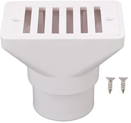 FUDGIO Buachois Quadratischer Bodenablauf, Schwimmbad-Hauptablauf, Spa-Ersatzteile, PVC-Bodenablauf, Wasserüberlaufauslass, G2, Weiß