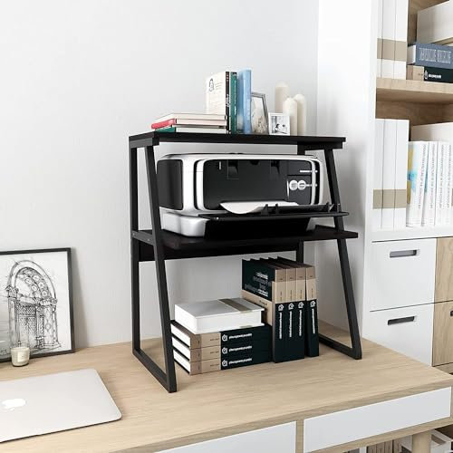 PUNCIA Desktop Printer Stand 3-Tier Large Size High Capacity Storage Shelves Multi-Purpose Desk Office Organization and Storage for Printer Fax Book Heavy Duty Rack for Home Office Supplies(Black)