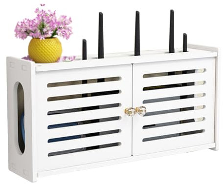 WiFi Router Schwebendes Regal,Wireless Wifi Router Aufbewahrungsbox,Wandmontierte WLAN Router Halterung Modem Kabel Router Abdeckung Stecker Board Schwebendes Regal,3(Size:48*11.5*24cm,Color:Louver)