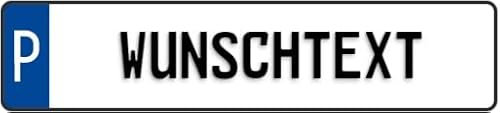 Schild mit Wunschtext bis 17 ZEICHEN (geprägtes Aluminiumschild mit Wunschtext) in Standard KFZ Größe