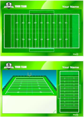 ETISPORT Taktisches Brett für American Football Trainer. Doppelseitig, geeignet für trocken abwischbare Marker. Personalisiert mit Farbe, Wappen oder Logo, Name und Club. (Standard)