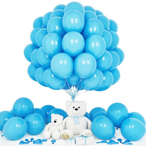 Teselife Ballons Bleu Ciel, 50Pièces 12Pouces Mat Bleu Clair Latex Ballon Arche Guirlande Garçon Homme Anniversaire Mariage Proposition Valentin Douche Nuptiale Diplôme Retraite Fiançailles Déco Fête