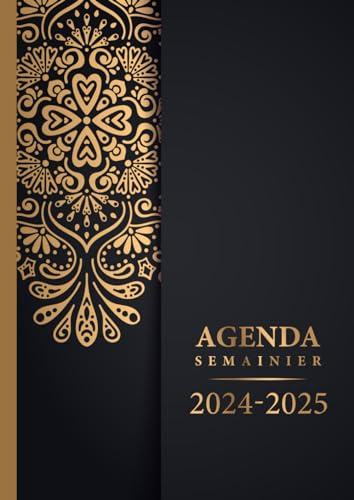 Agenda 2024 2025: Semainier Professionnel | Grand Format A4 | Juin 2024 a Décembre 2025 | Français | Couverture Noire Doré Mandala