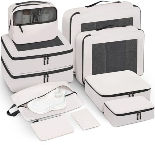 Prezon Packing Cubes for Suitcase 10 Set, Leichtgewichtige Gepäck Packing Organizer Packing Cubes für Reisezubehör