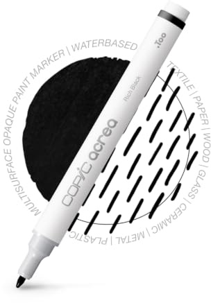 Copic acrea 002, Rich Black, Paint Marker mit wasser- und pigmentbasierter Tinte, Strichstärke 0,8-1,2 mm
