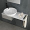 Alpenberger Waschbecken Klein Gäste WC Set | Waschtisch mit Aufsatzwaschbecken Rund | Waschschüssel auf Keramikplatte und Edelstahlkasten | Handwaschbecken | Waschplätze mit Handtuchhalter