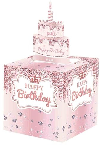 GEHENFRUCHT Geldgeschenk, Happy Birthday Geldgeschenke Box Geschenkbox DIY Geburtstag Geschenkverpackung für Männer, Frauen und Kinder (Pink-B)