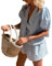 Geagodelia Damen Zweiteiler Sommer Elegant Hosenanzug Outfit 2 Teiler Lounge Set Tie Front Bluse Top + Shorts Y2k Aesthetic Clothes Loungewear Kleidung Anzug (C - Hellblau Karierte, S)