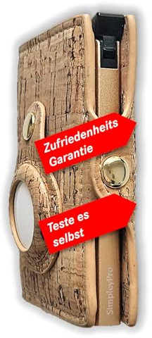Simpley - Sale Hochwertiges & stylisches Wallet mit Airtag- & Münzfach aus hochwertigem Kork für 12 Karten, nachhaltige Geldbörse Herren & Frauen, Slim Wallet, Geldbeutel, Kartenetui, Portemonnaie