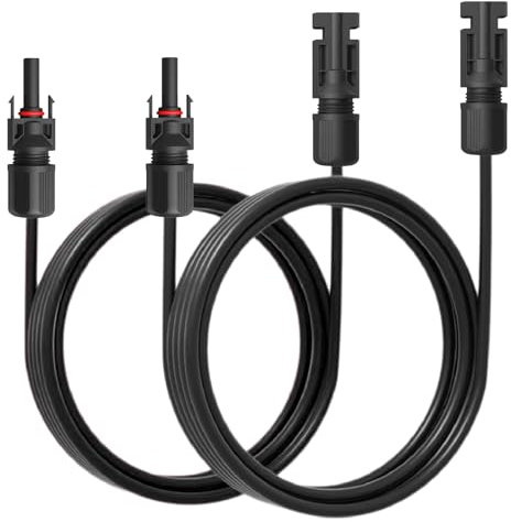 NAUCI Solar Verlängerungskabel für Solarpanel - Solarkabel Schwarz mit PV Stecker/Buchse - Photovoltaik-Stecker - Kabel 4 mm² / 6 mm² - Solarstecker, Länge:2X 1M 4mm²