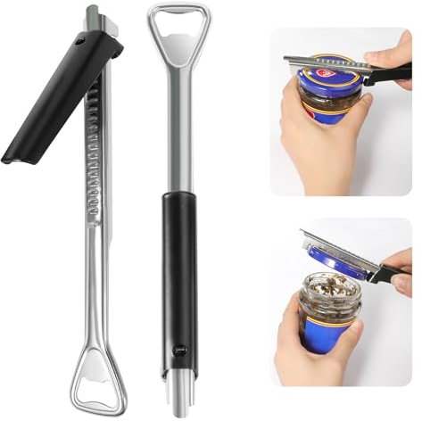 2 apribottiglie regolabili, apriscatole in acciaio inox, apribottiglie manuale, apriscatole e apriscatole, apribottiglie regolabili, apribottiglie multifunzione per anziani mani deboli